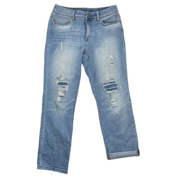 Chico's So Slimming Girlfriend Destructed Crop Jeans Light Wash Size 00 - Picture 3 of 11